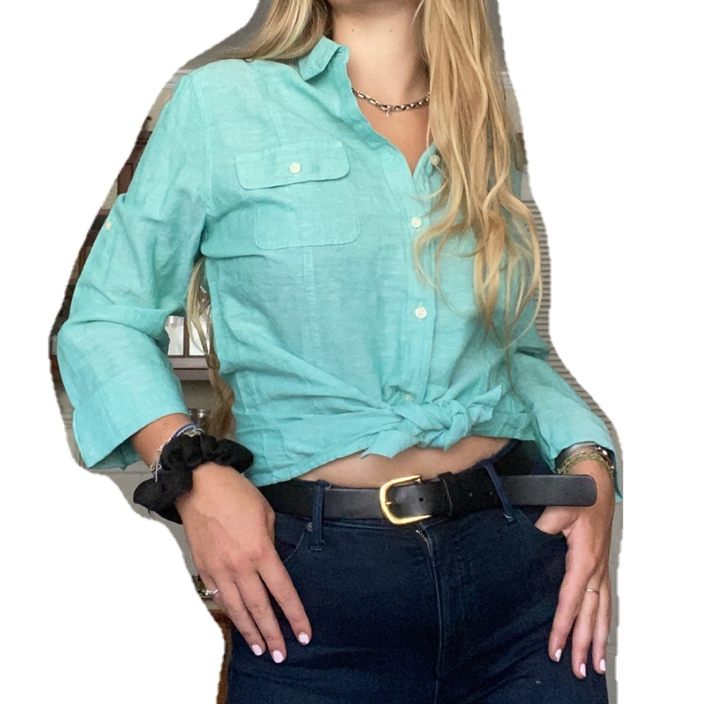TURQUOISE BANANA REPUBLIC BUTTON DOWN